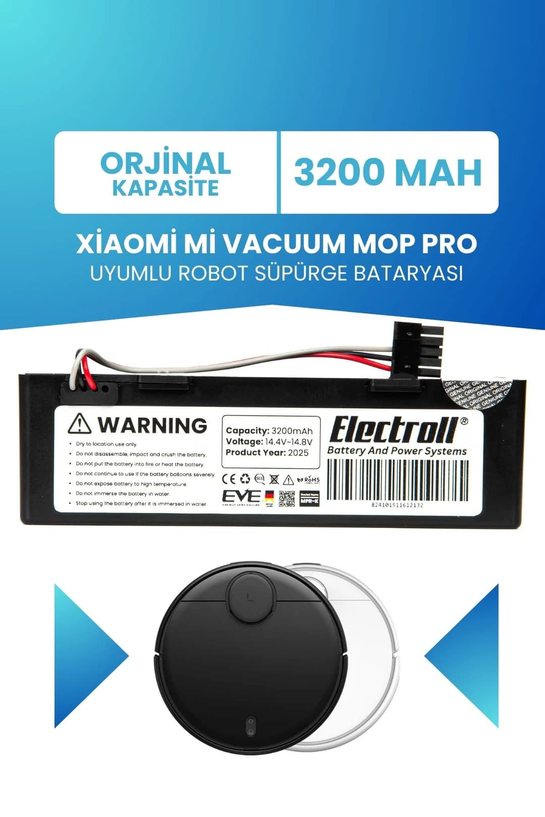 Xiaomi Mi Vacuum Mop Pro Stytj02ym Uyumlu Batarya