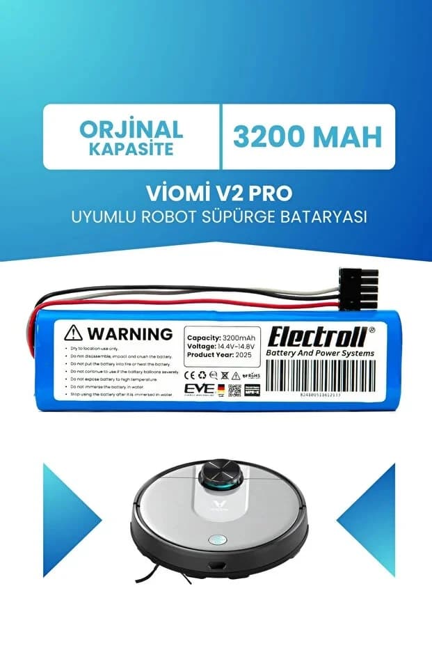 Xiaomi Mop Pro, Viomi V2, V2 Pro , V3 Uyumlu 3200Mah