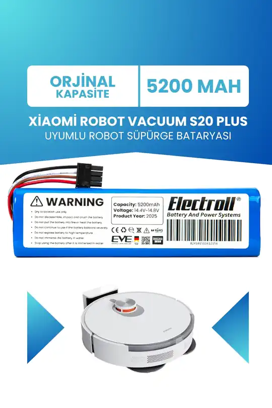 Xiaomi Robot Vacuum S20 Plus Uyumlu Batarya 5200mah