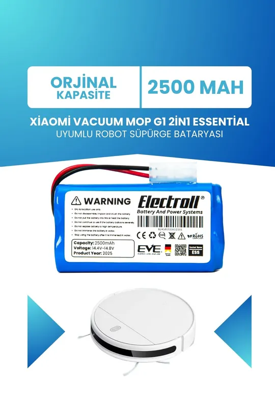Xiaomi Vacuum Mop G1 2in1 Essential Batarya 2500mah