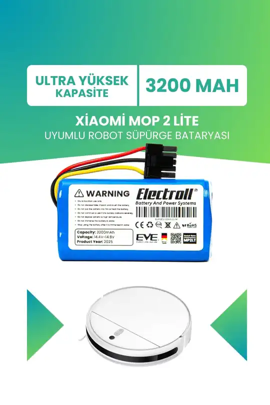 Xiaomi Mop 2 Lite Uyumlu Batarya 3200mah