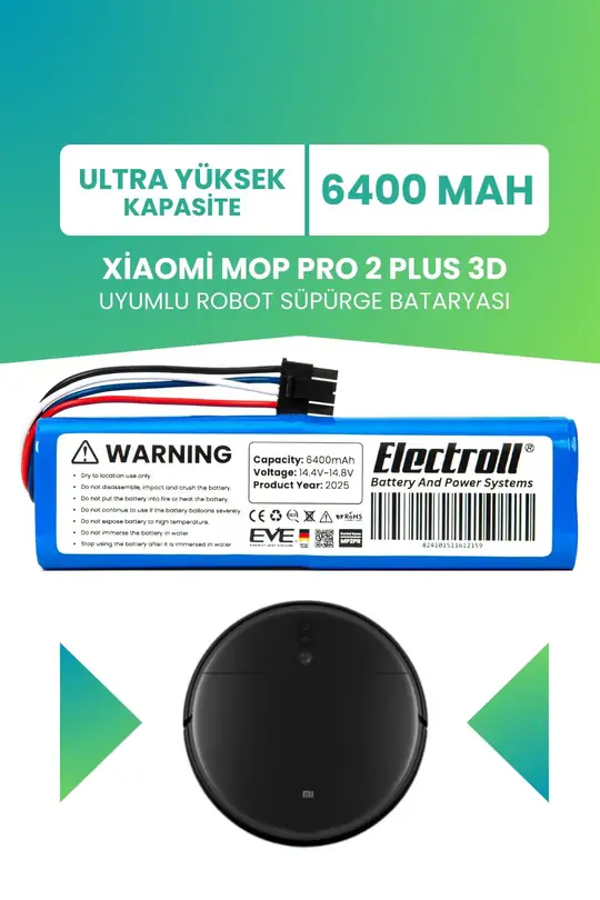 Xiaomi Mop Pro 2 Plus 3d Stytjo2zhm Uyumlu Batarya 6400mah