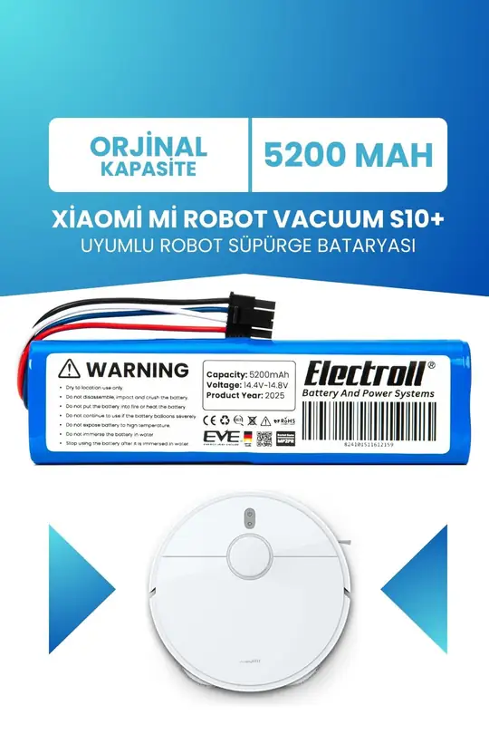 Xiaomi Mi Robot Vacuum S10 Uyumlu Batarya 5200mah