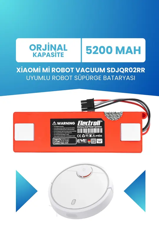 Xiaomi Mi Robot Vacuum Sdjqr02rr Uyumlu Batarya 5200mah