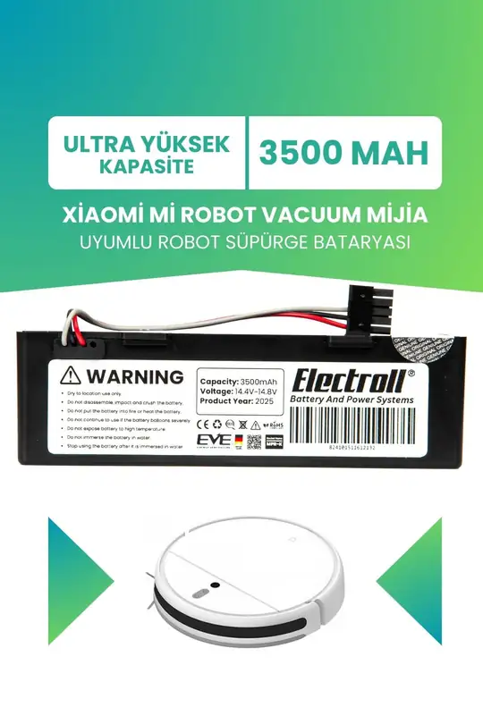 Xiaomi Mi Robot Vacuum Mijia Uyumlu Batarya 3500mah